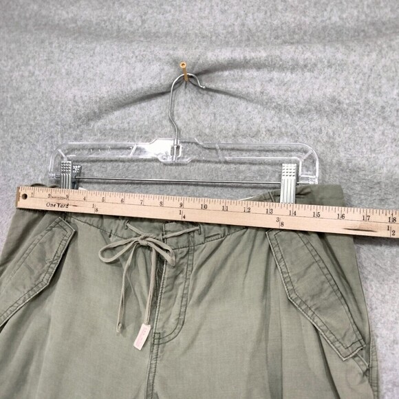 Vintage Abercrombie & Fitch Parchute Pants Wmn M Olive Green Wide Leg Button Fly - Picture 6 of 13